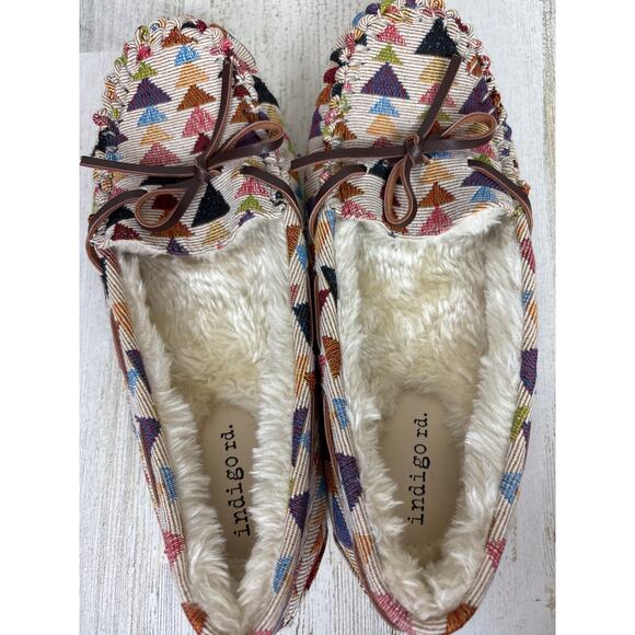 Indigo Rd. women 7.5 faux fur lined moccasin slip on shoe new aztec boho slipper - Picture 5 of 8